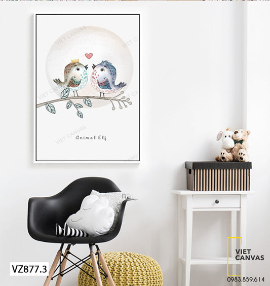 Tranh Hai Chú Chim Đáng Yêu - VZ877.3