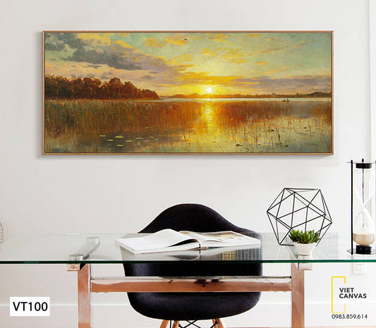 Tranh Hồ Nước Và Hoàng Hôn - VT100