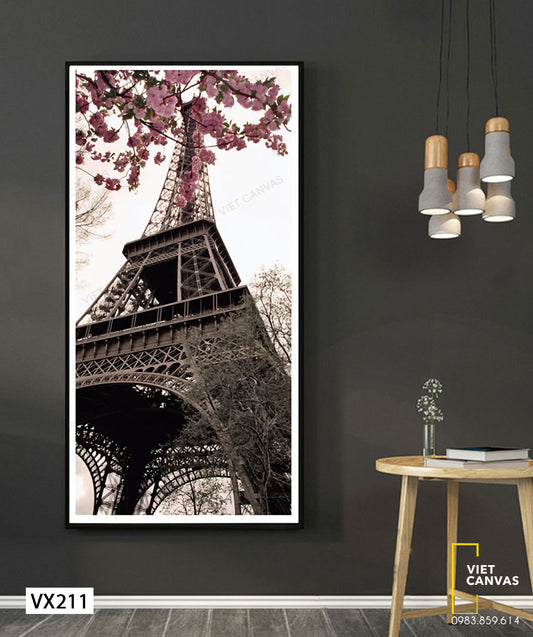 Tranh Hoa Đào Bên Tháp Eiffel - VX211