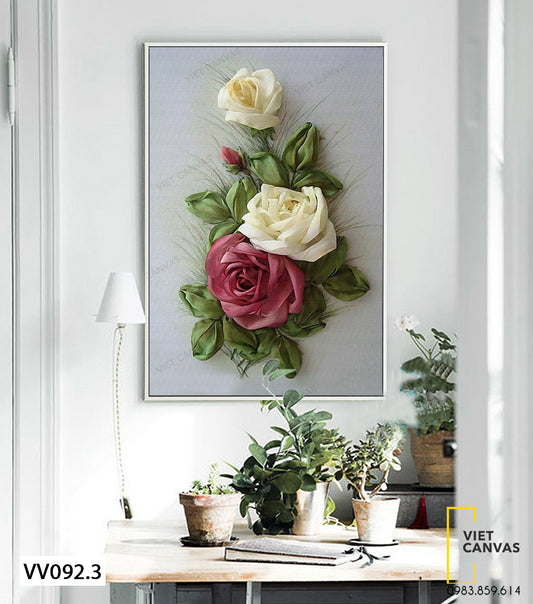 Tranh Hoa Hồng Trắng Và Đỏ - VV092.3