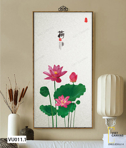 Tranh Hoa Sen Đẹp Xao Xuyến - VU011.1