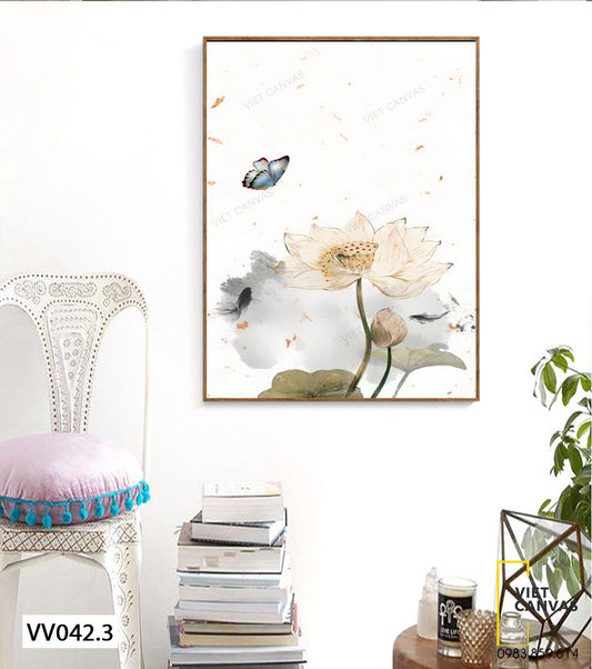Tranh Hoa Sen Trắng - VV042.3
