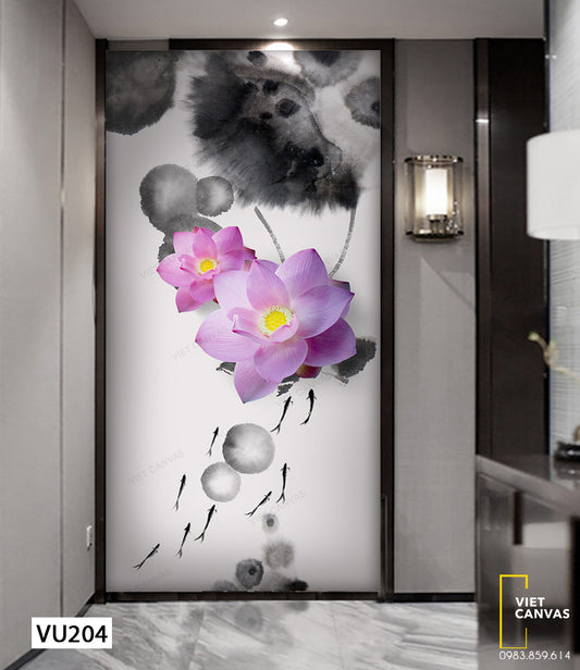 Tranh Hoa Sen Và Đàn Cá - VU204