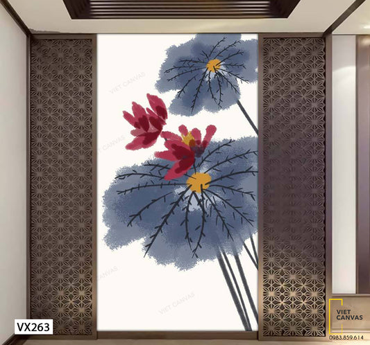 Tranh Hoa Xanh Nhụy Vàng Nở Rộ - VX263