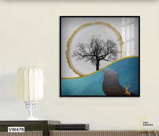 Tranh Hươu, Cây Và Đàn Chim - VW476