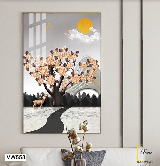 Tranh Hươu Dưới Cây Hoa - VW558