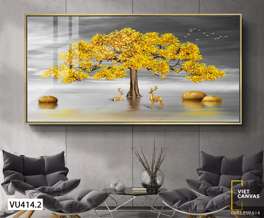 Tranh Hươu Và Cây Lá Vàng - VU414.2