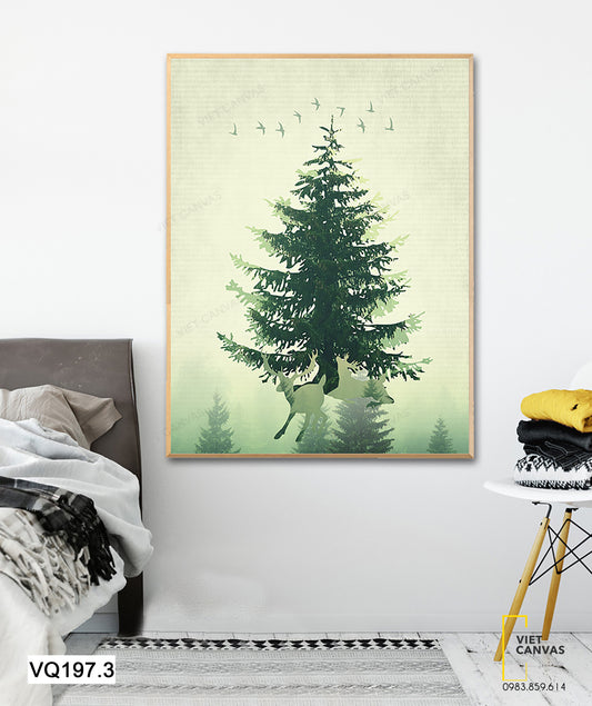 Tranh Hươu Và Cây Thông - VQ197.3