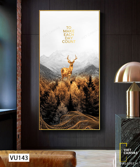 Tranh Hươu Vàng Trên Rừng Núi - VU143