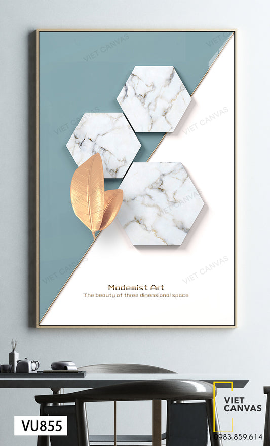 Tranh Lá Cây Và Những Khối Hình Lục Giác - VU855