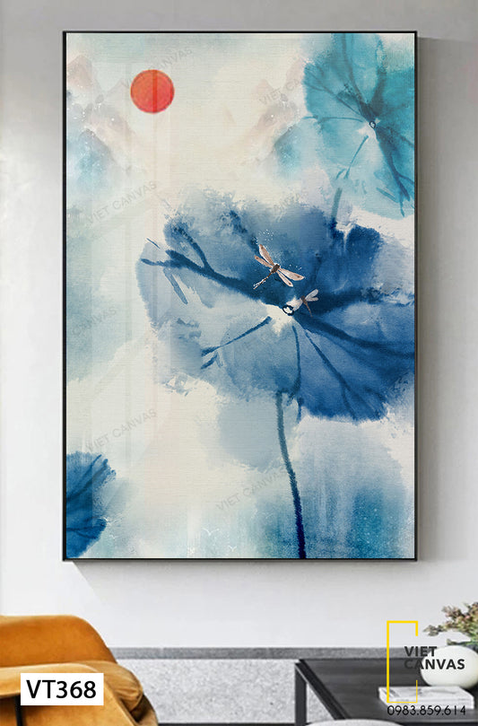 Tranh Lá Sen, Chuồn Chuồn Và Mặt Trời - VT368