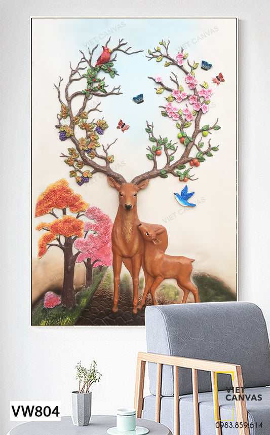 Tranh Mùa Xuân Trên Sừng Chú Hươu - VV131