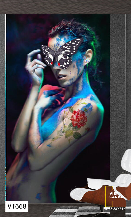 Tranh Nghệ Thuật Cô Gái Và Cánh Bướm - VT668