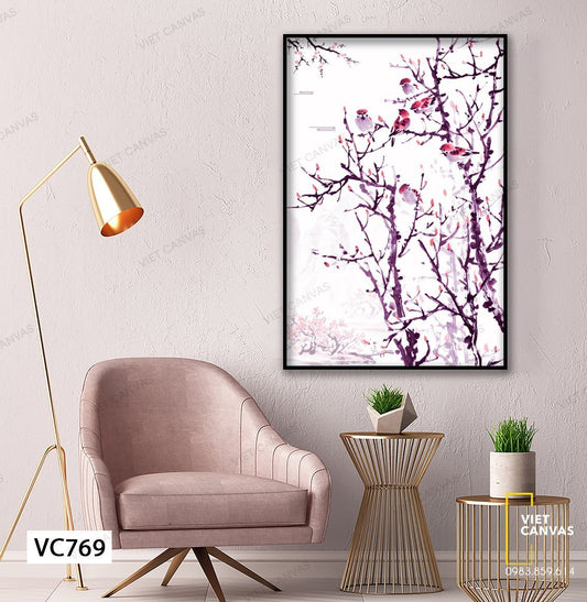Tranh Những Chú Chim Trên Cành Đào - VC769