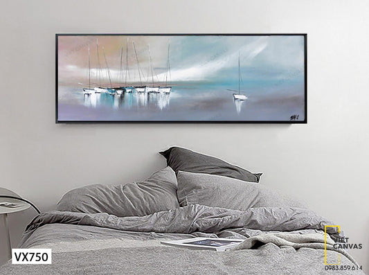 Tranh Những Chiếc Thuyền Trôi Dạt Trên Biển - VX750