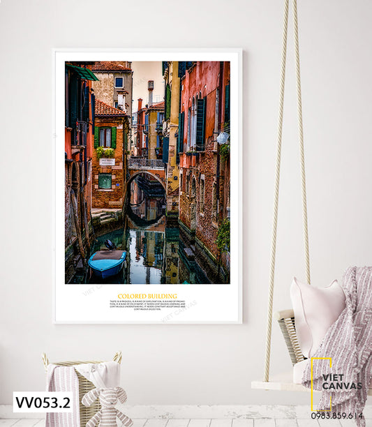 Tranh Những Tòa Nhà Và Hồ Nước - VV053.2
