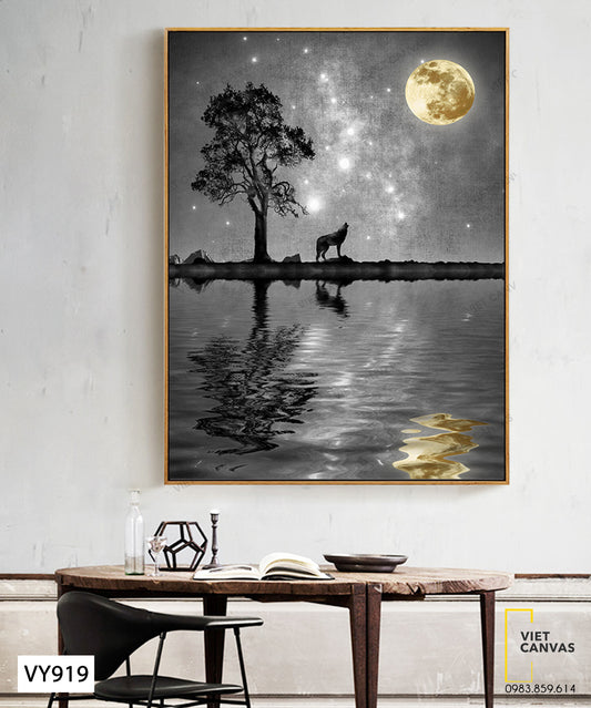 Tranh Sói Và Trăng Vàng - VY919