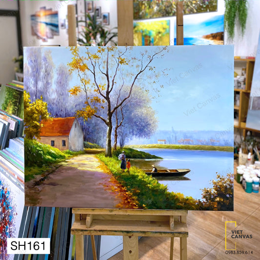 tranh sơn dầu vùng thôn ven biển