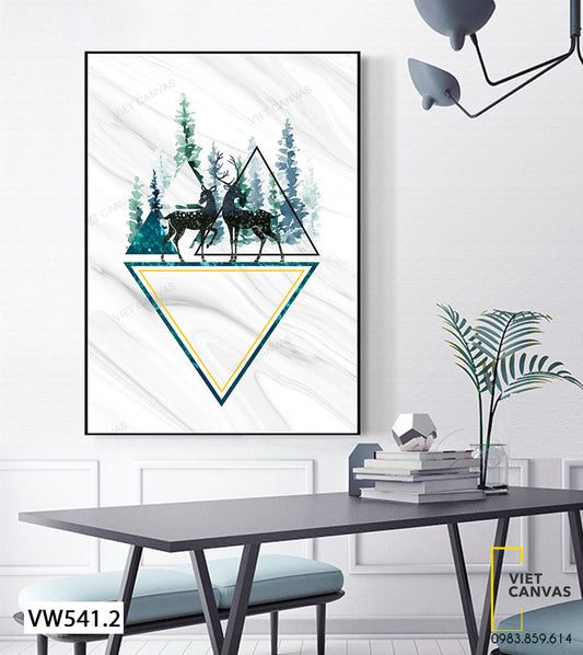 Tranh Song Hươu Hợp Bích - VW541.2