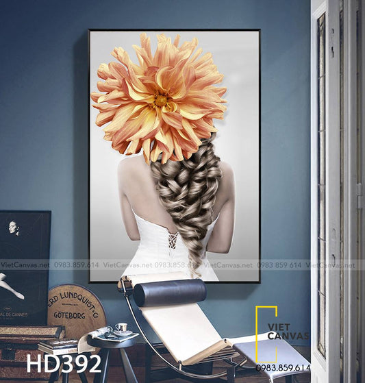 Tranh Thiếu Nữ và Hoa - HD392