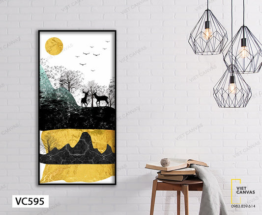 Tranh Đôi Hươu Trên Ngọn Đồi - VC595