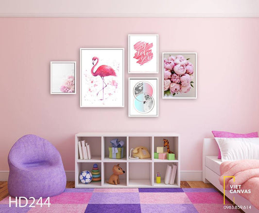 Bộ 5 Tranh Hoa Và Chú Hạc Ngọt Ngào - HD244
