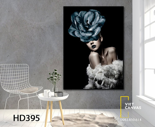 Tranh Vẻ Đẹp Hoa Và Cô Gái - HD395