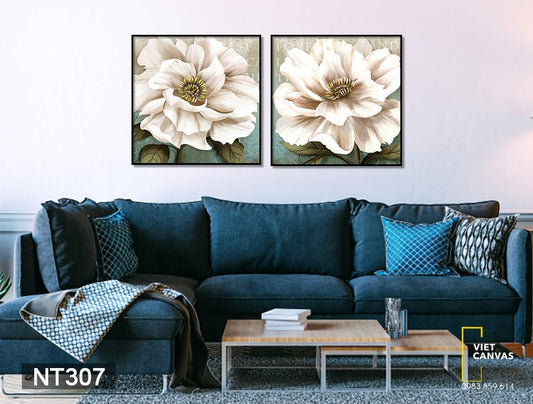 Bộ 2 Tranh Bông Hoa Khoe Sắc Nở Rộ - NT307