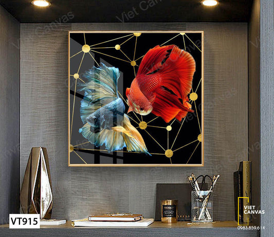 Tranh Hai Chú Cá Sắc Màu - VT915