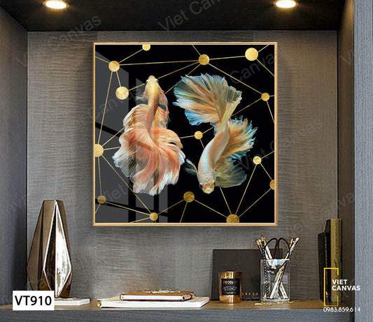 Tranh Hai Chú Cá Ngược Dòng - VT910