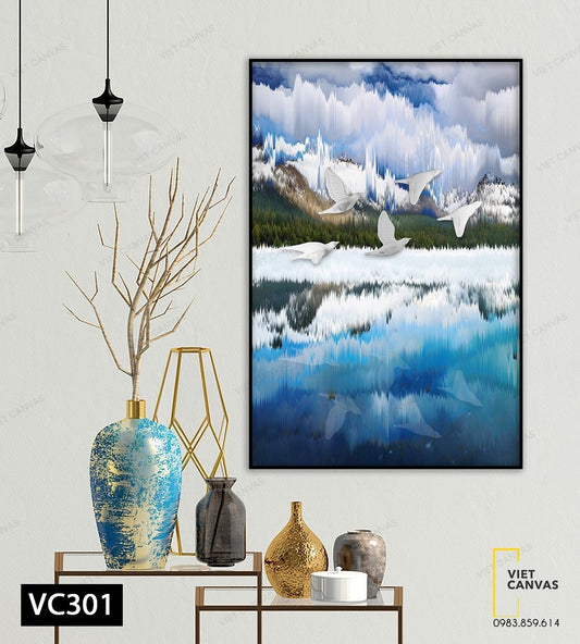 Tranh Đàn Bồ Câu Trong Chiều Xuân Ngát Xanh - VC301