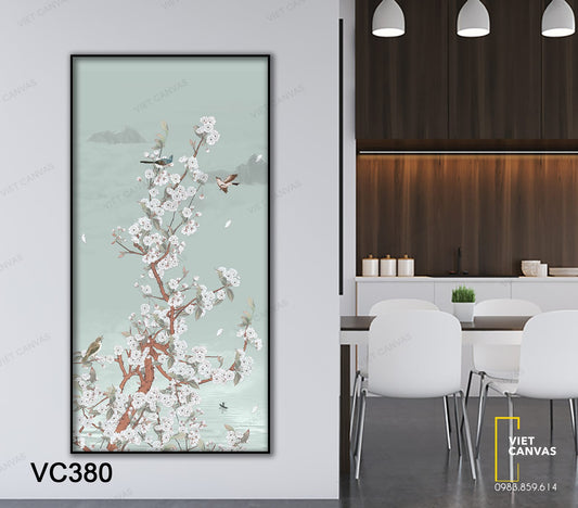Tranh Đàn Chim Đón Xuân Trên Cây Hoa Sữa - VC380