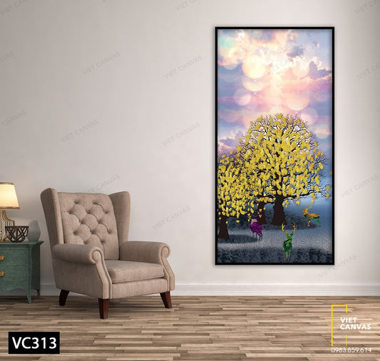 Tranh Đàn Hươu Đón Nắng Mai - VC313