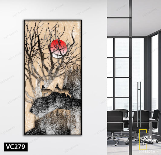Tranh Đôi Nai Trong Rừng Khô - VC279