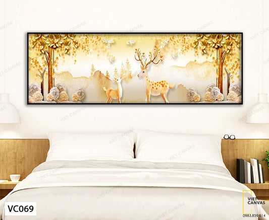 Tranh Đôi Nai Trong Rừng Lá Vàng - VC069