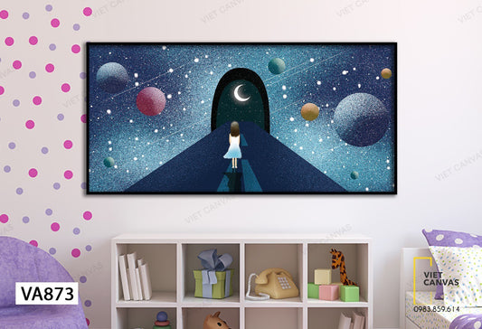 Tranh Cô Bé Ngắm Vầng Trăng - VA873