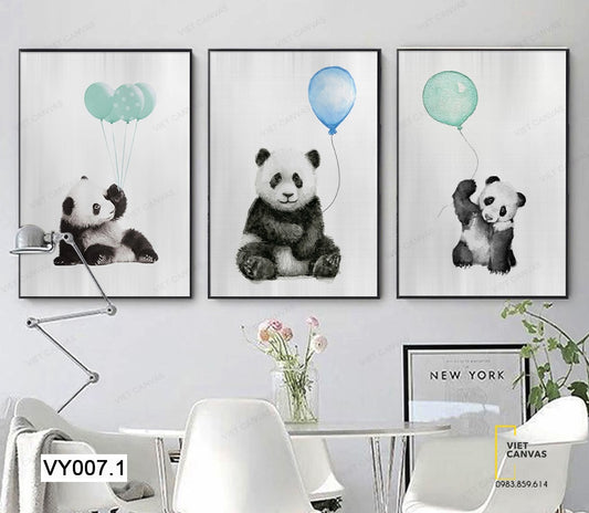 Bộ 3 Tranh Bé Gấu Trúc Tinh Nghịch - VY007.1