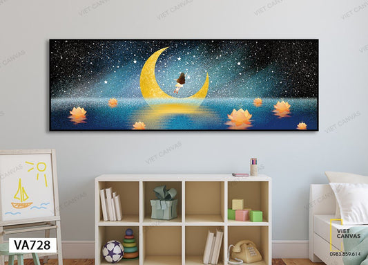 Tranh Bé Vui Đùa Cùng Trăng - VA728