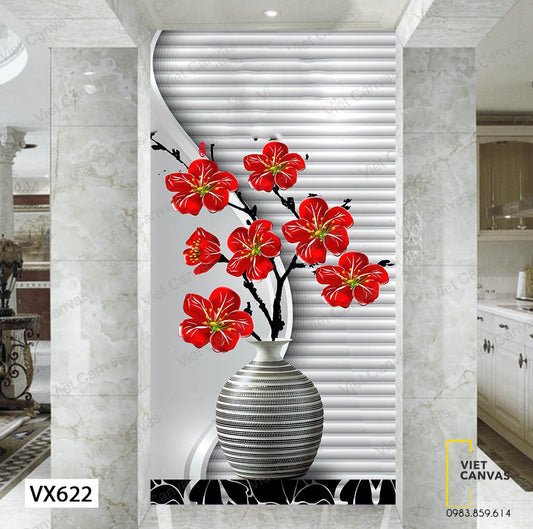 Tranh Bình Hoa Đỏ Rực - VX622