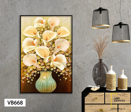 Tranh Bình Hoa Huệ Tây Trắng - VB668