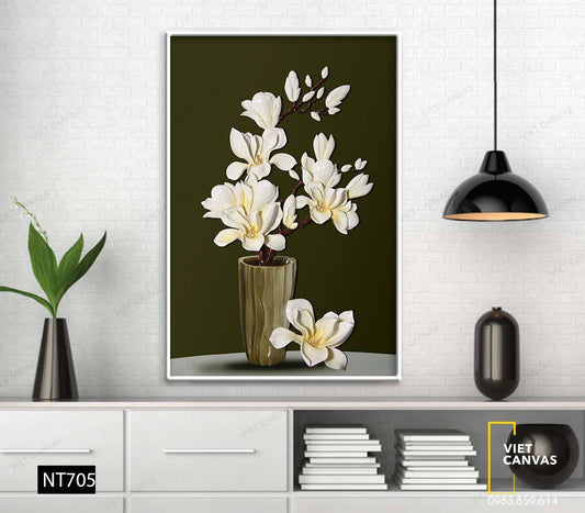 Tranh Bình Hoa Trắng - NT705