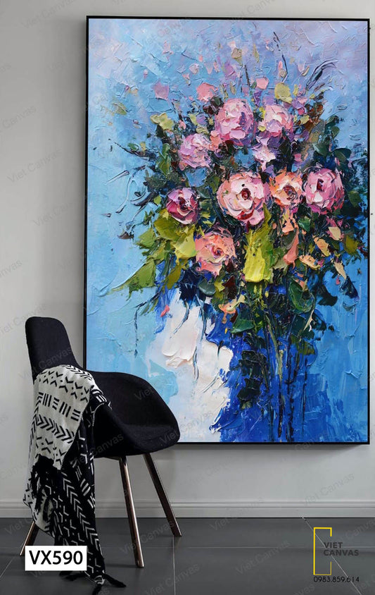 Tranh Bình Hoa Sắc Hồng - VX590