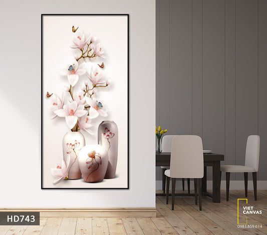 Tranh Bình Hoa Tone Trắng - HD743