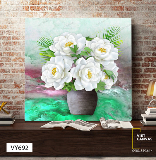 Tranh Bình Hoa Trắng - VY692