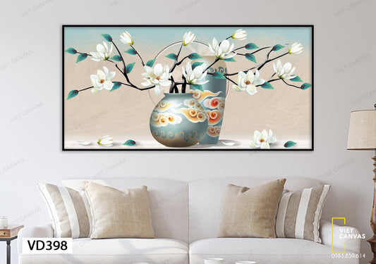 Tranh Bình Hoa Trắng Tinh Tế - VD398