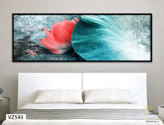 Tranh Bông Sen Lấp Ló Sắc Đỏ - VZ593