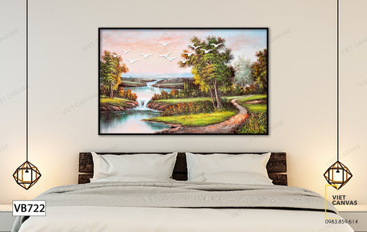 Tranh Buổi Chiều Bên Sông Quê Tôi - VB722