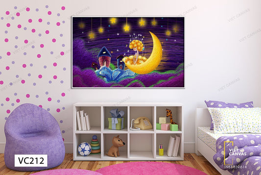 Tranh Cô Gái Dịu Dàng Trong Đêm Đầy Sao - VC212