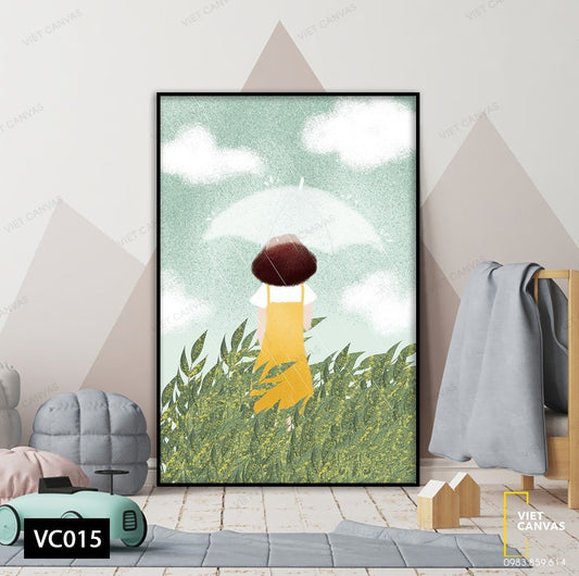 Tranh Cô Gái Dịu Dàng Trong Chiều Mưa Phùn - VC015