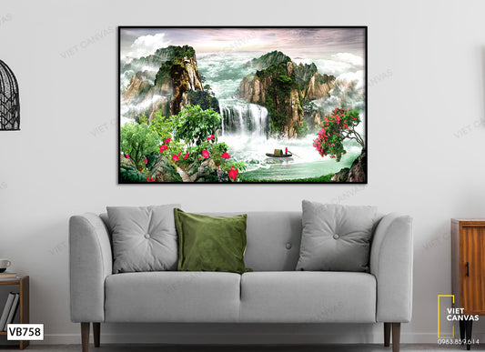 Tranh Cô Lái Đò Dưới Thác Nước - VB758